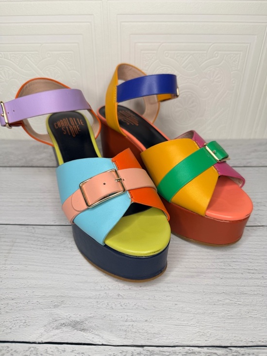 Charlotte Stone Shoes - Charlotte Stone Raf Multicolor Leather Platform Sandals 7